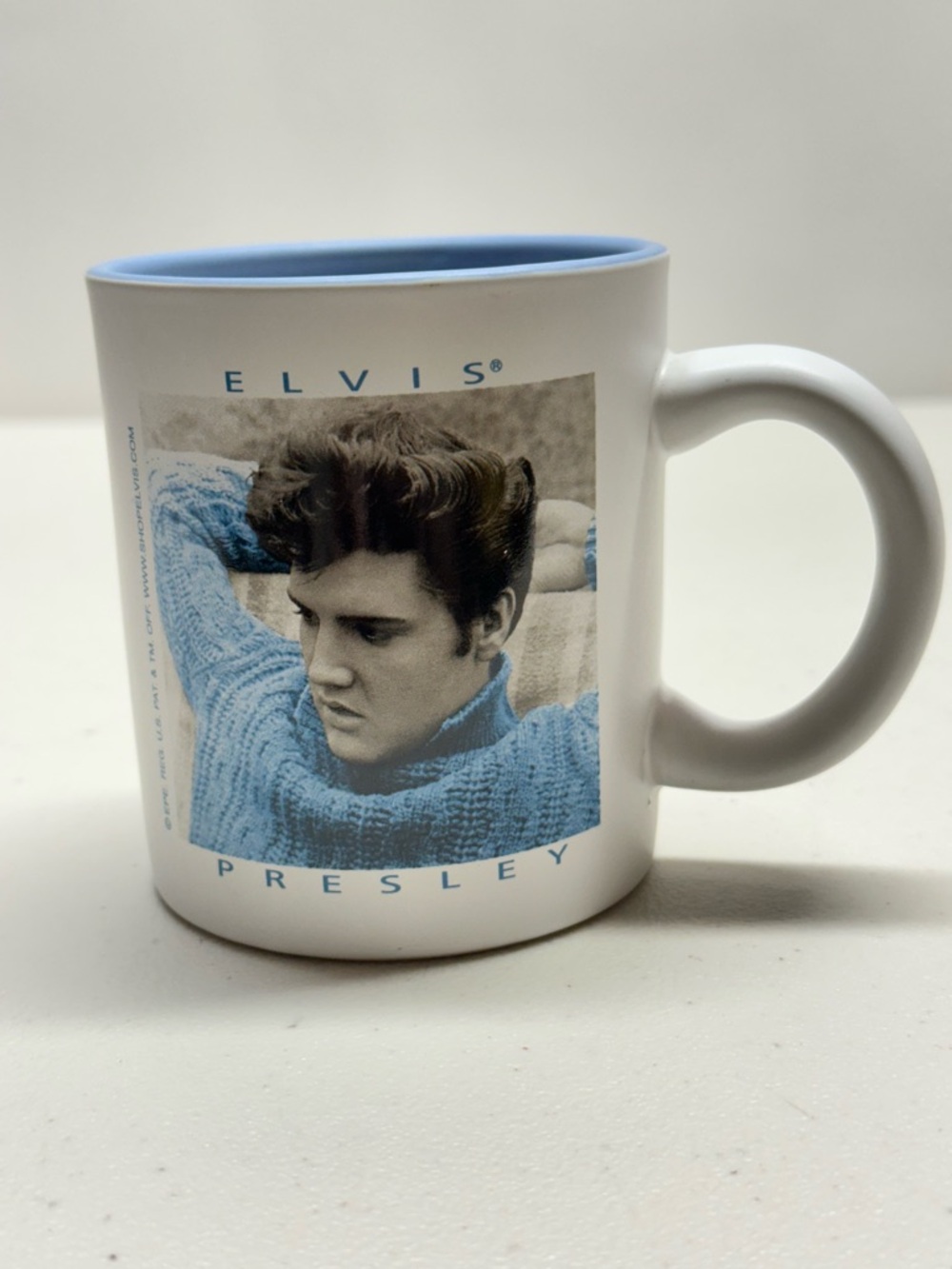 Elvis Presley Ceramic Mug with Blue Interior and Photo Wrap